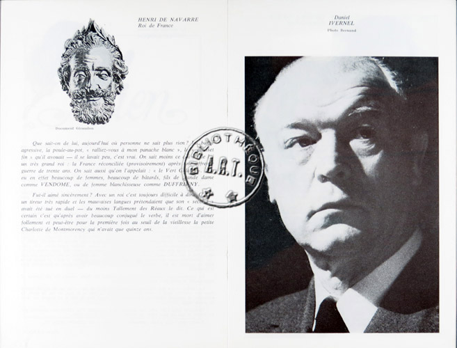 Vive Henri IV ! de Jean Anouilh, programme original