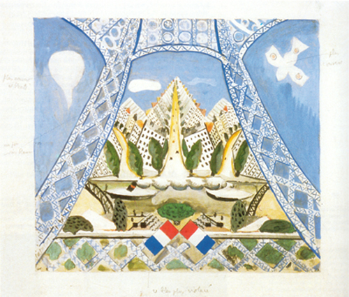 "Les Mariés de la Tour Eiffel", maquette du décor d'Irène Lagutt