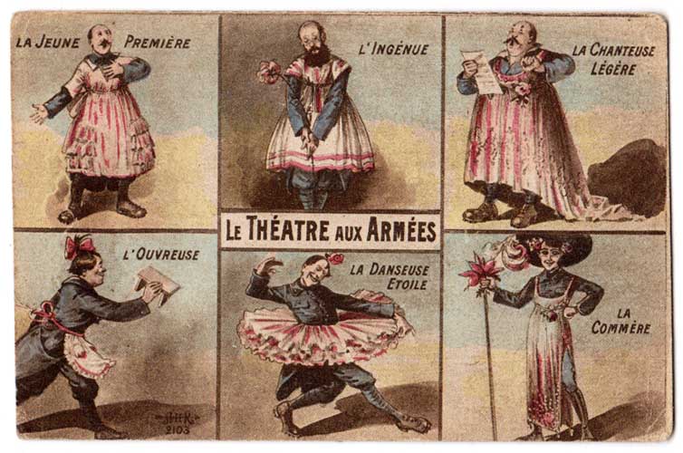 théâtre aux armées : Carte postale datée de 1917