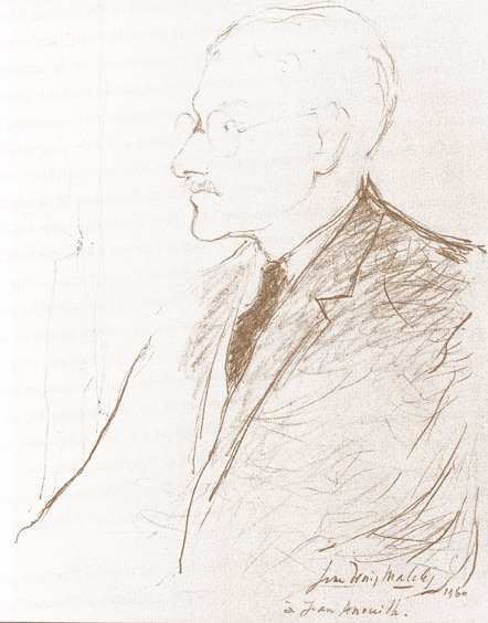 Jean Anouilh, dessin de Jean-Denis Malclès