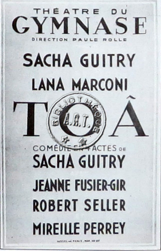 Affiche de Toa de Sacha Guitry