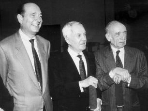en photo : M. Jacques Chirac, Robert Hirsch et Jacques Mauclair