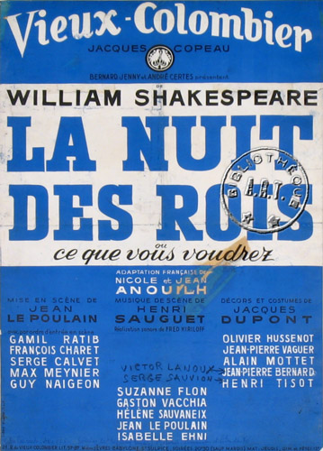 La Nuit des Rois de William Shakespeare - 1961