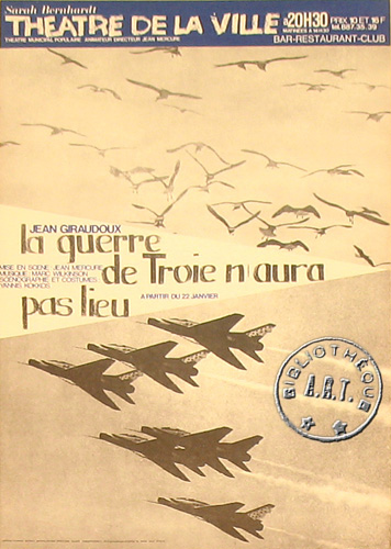 "La Guerre de Troie n'aura pas lieu" de Jean Giraudoux, 1971,mise en scène de Jean Mercure, décor et costumes de Yannis Kokkos.