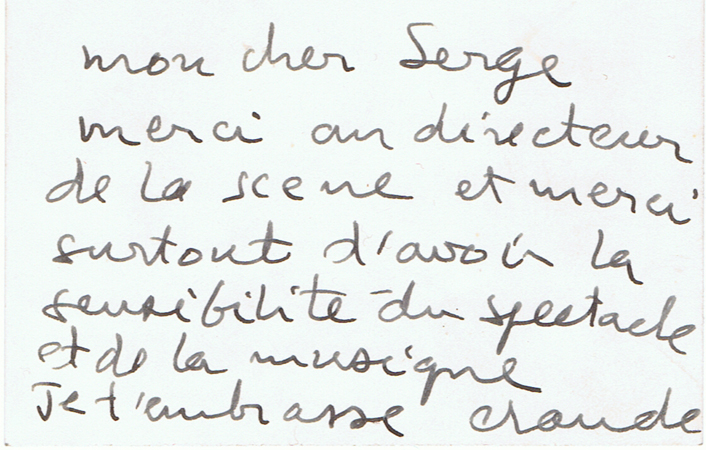 Claude Régy à Serge Bouillon