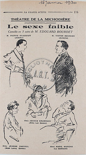 Pierre Brasseur, Victor Boucher, Jeanne Grumbach, Jeanne Cheirel et Marguerite Moreno