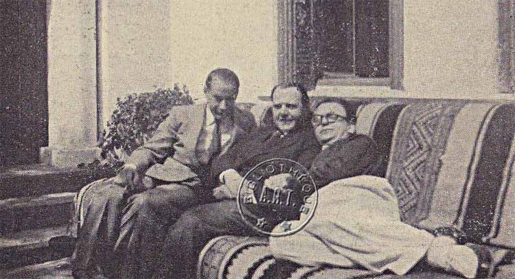 Pierre Dux, Fernand Ledoux et Marcel Achard chez Édouard Bourdet